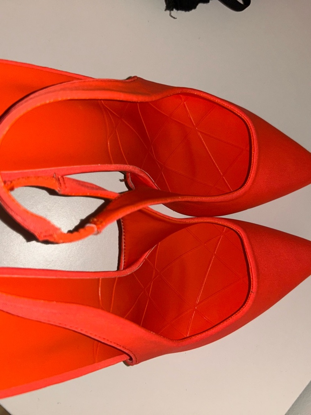 Women’s Pointed-Toe Ankle-Strap Pumps in Bright Orange